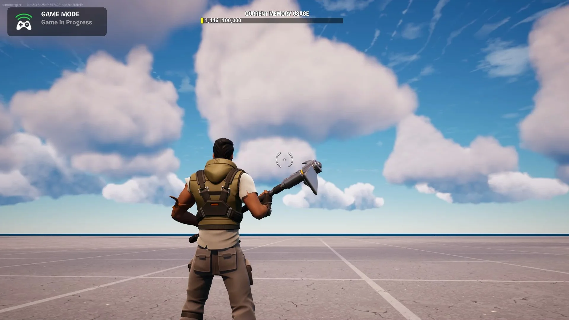 View of Fortnite client with no default HUD elements