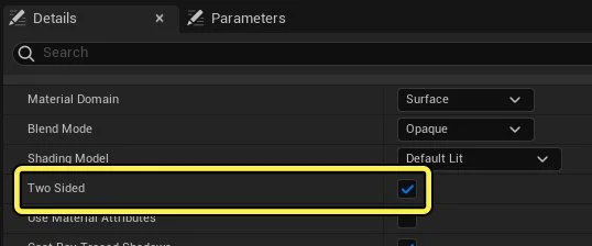 Check the Two Sided option in the Details panel.