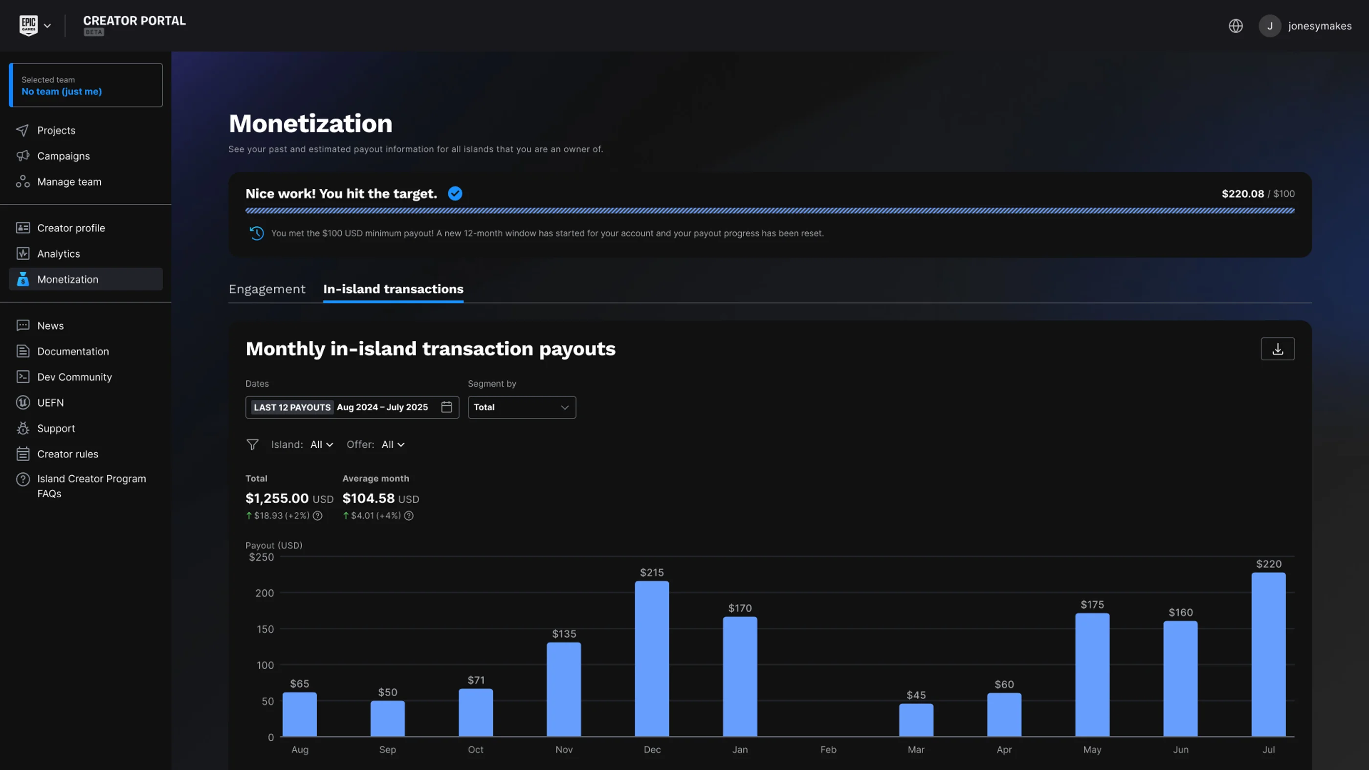 You can open the Monetization page by clicking Monetization in the account-level navigation menu.