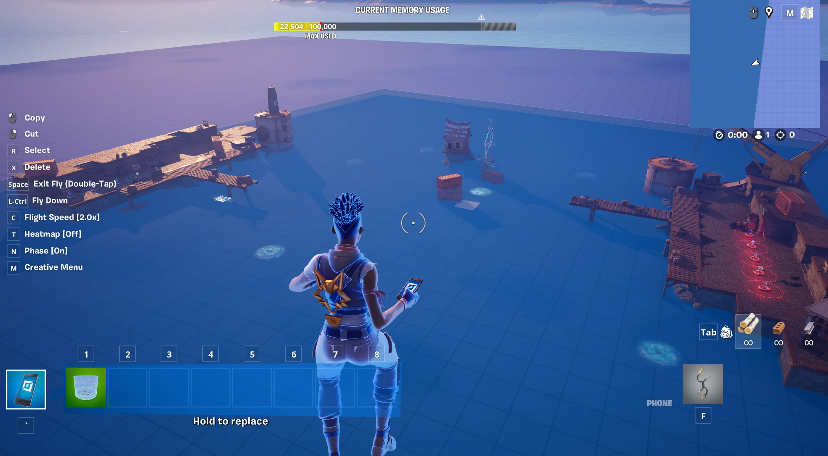 A simple play area for your fishing minigame complete with a dock on either side to be used by each team.