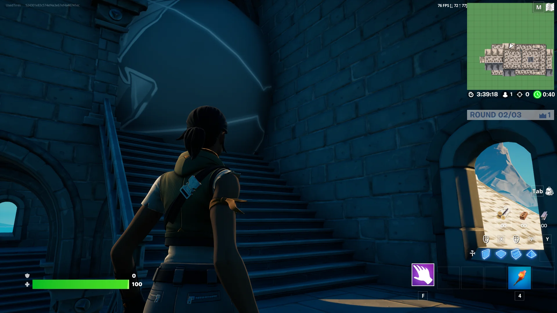 Player standing in front of the trap
