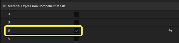 Only select the B input from the Material Expression Component Mask options.