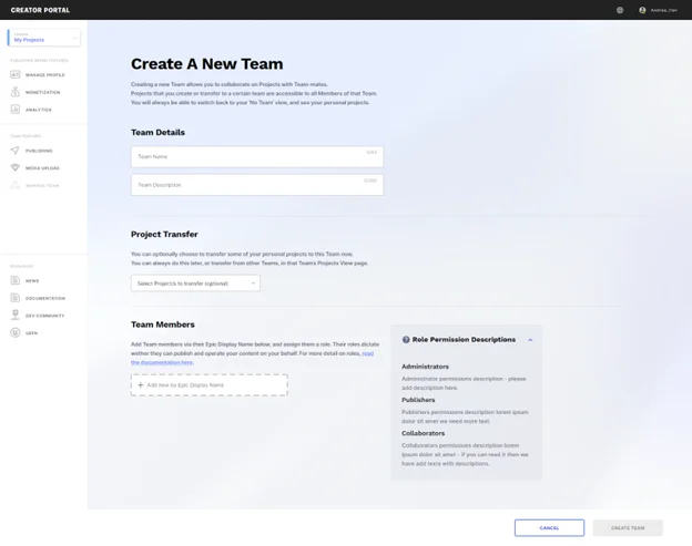Create Teams window