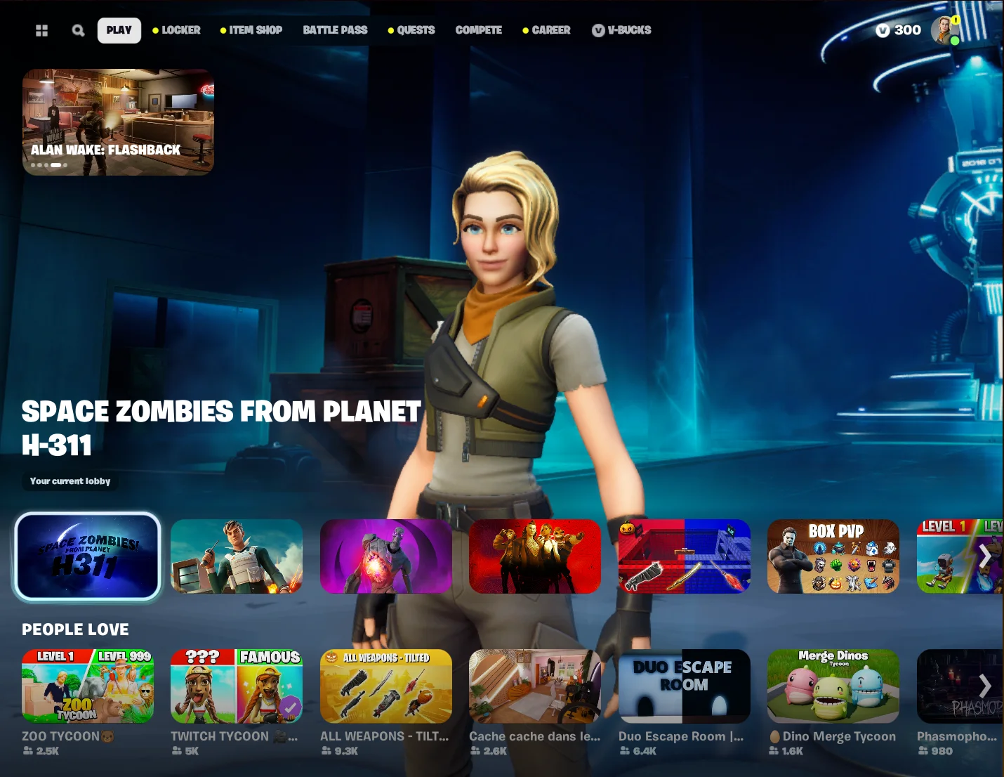 what you see when you first go to Fortnite