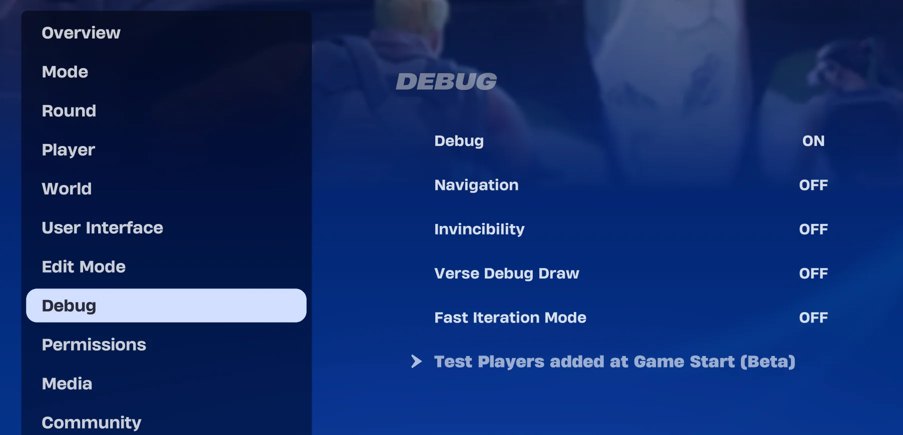 Debug options in Creative