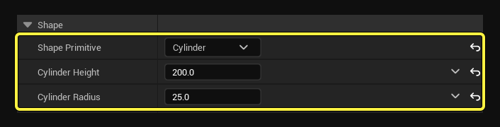 Use the values above to edit the Shape options.