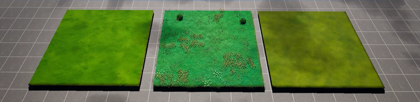 The different landscape material instances.