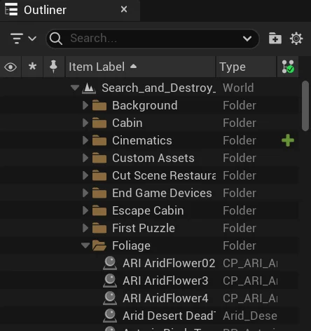 Organize your project with named folders in the Outliner.