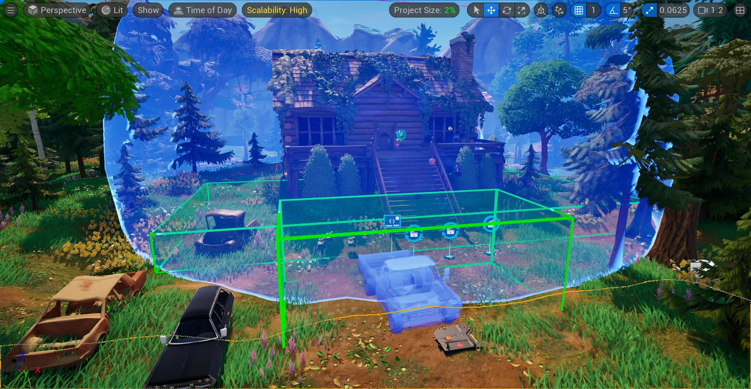 An example of how the devices are arranged outside the cabin.