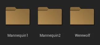 Create subfolders for the different kinds of skeletal meshes and animation assets you import.