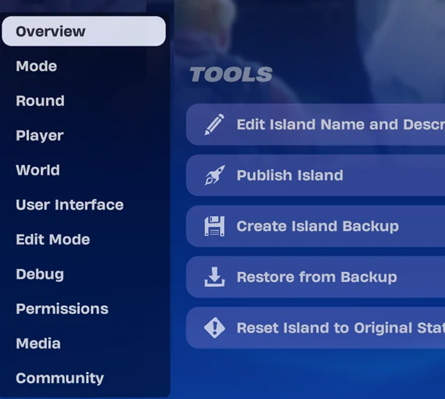 Overview and Tools Settings