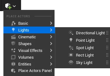 Open the Actor dropdown menu to select a light