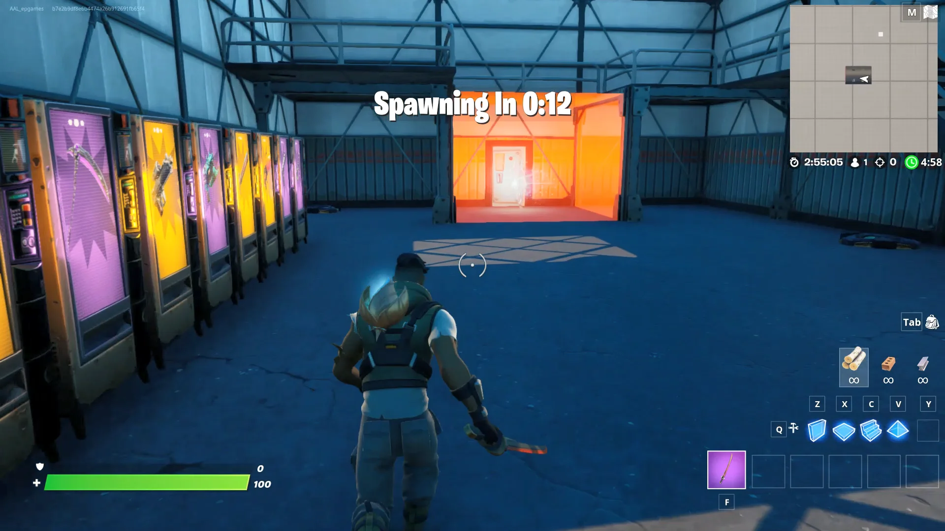 A player in the Loadout Lobby at the start of the game