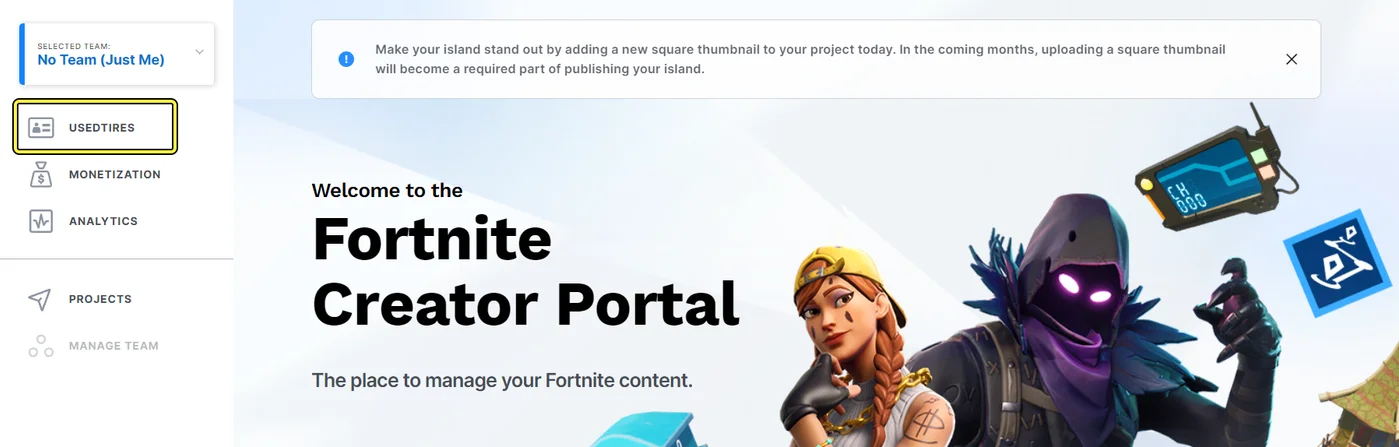 The Creator Page in the Creator Portal
