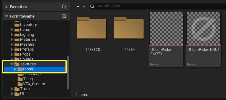 Find the icons under the Fortnite folders Textures > Icons.