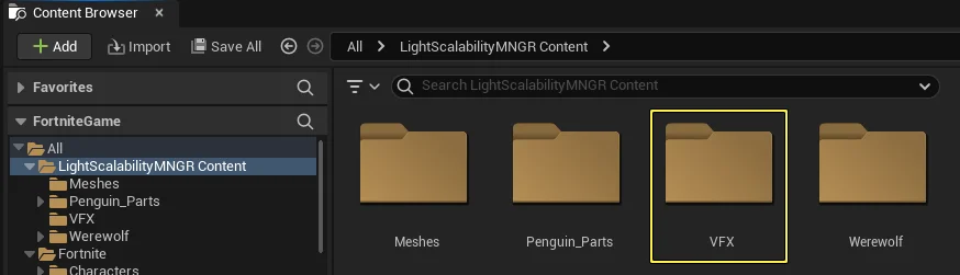 Create a folder for your visual effects.