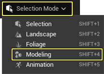 Open the Select Mode menu and select Modeling from the options.