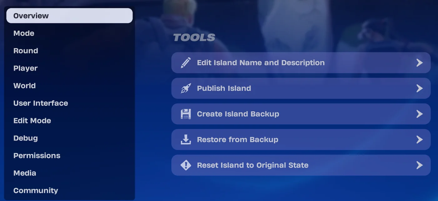 The Overview category shows tools.