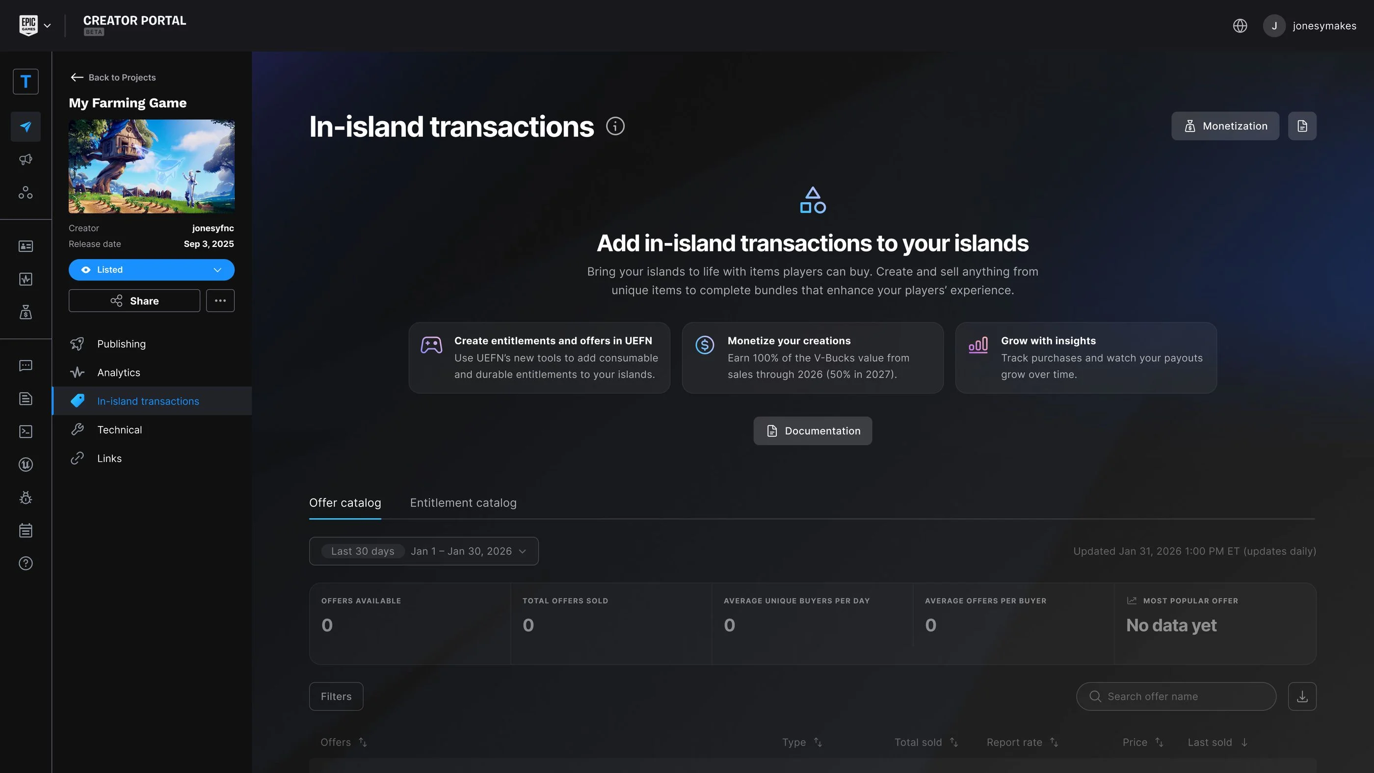 In-Island Transaction page if you have no purchasable offers on your island