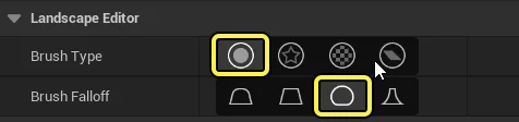 Select the circular brush and the spherical falloff type.