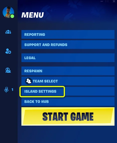 One way to access island settings.