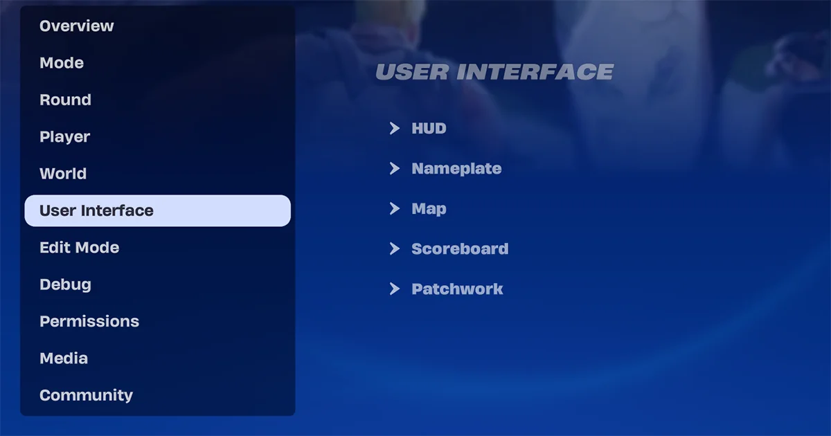 User Interface is a category under the Island Settings tab.