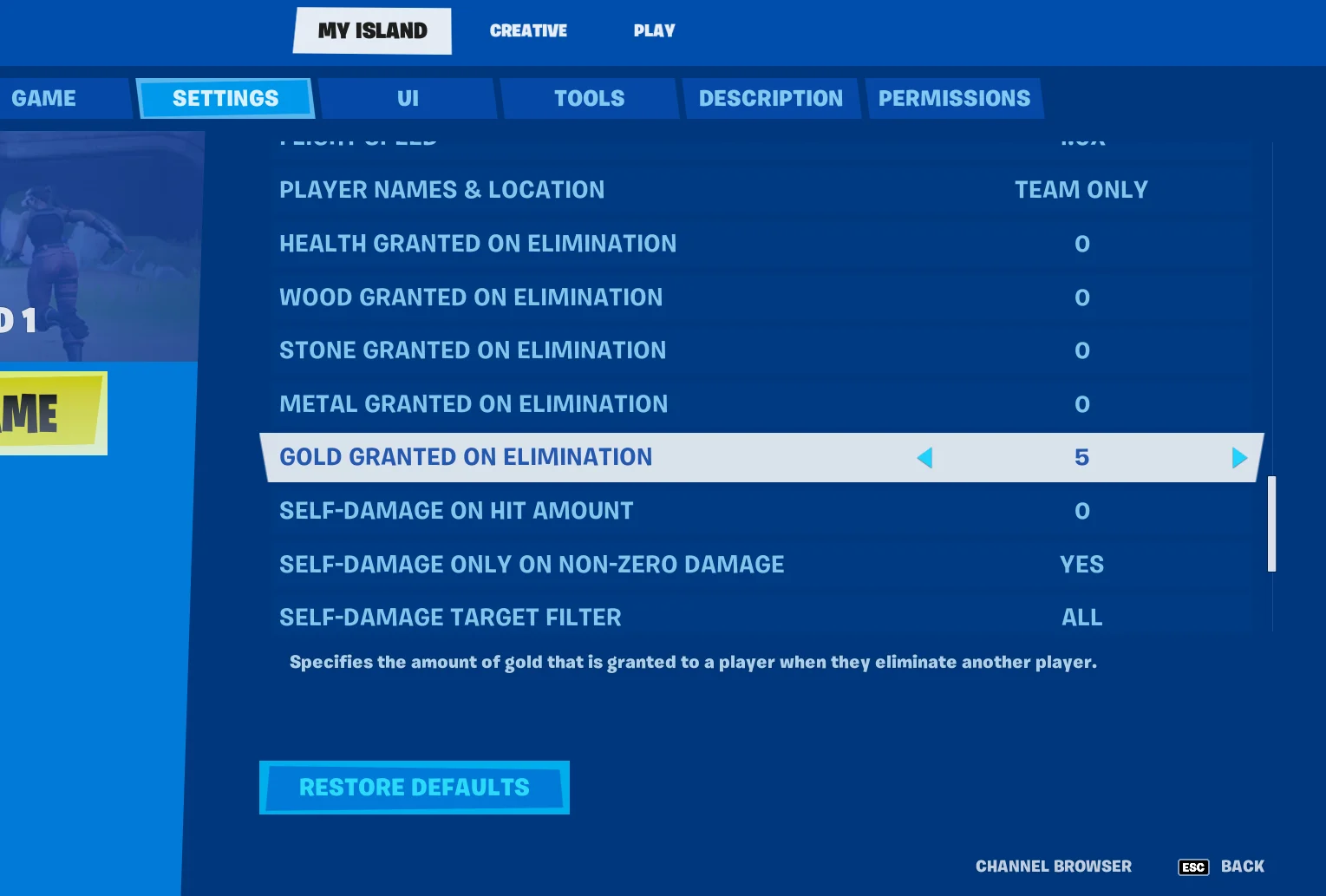 My Island - Settings