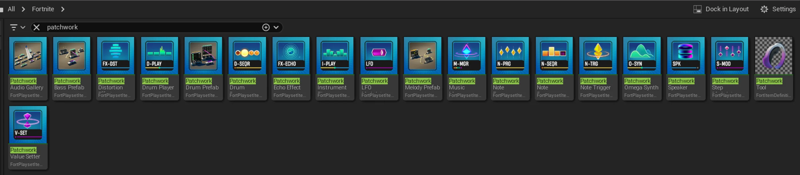 Patchwork devices in the content browser