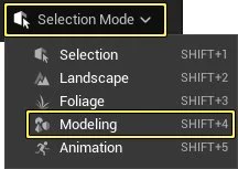 Open the Select Mode menu and select Modeling from the options.