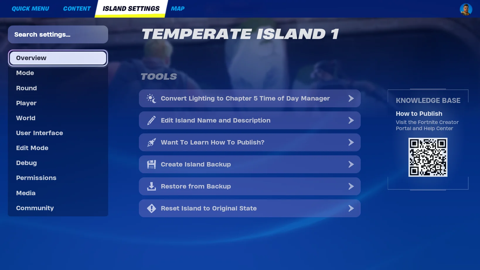 The Overview category shows tools.