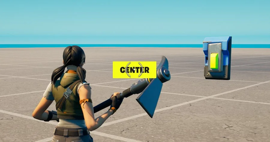 Button with text Center displayed in middle of the screen